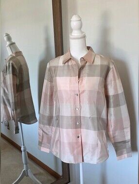 Valeria Stevens Pure Silk Plaid Button Down